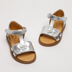 silver metallic leather
