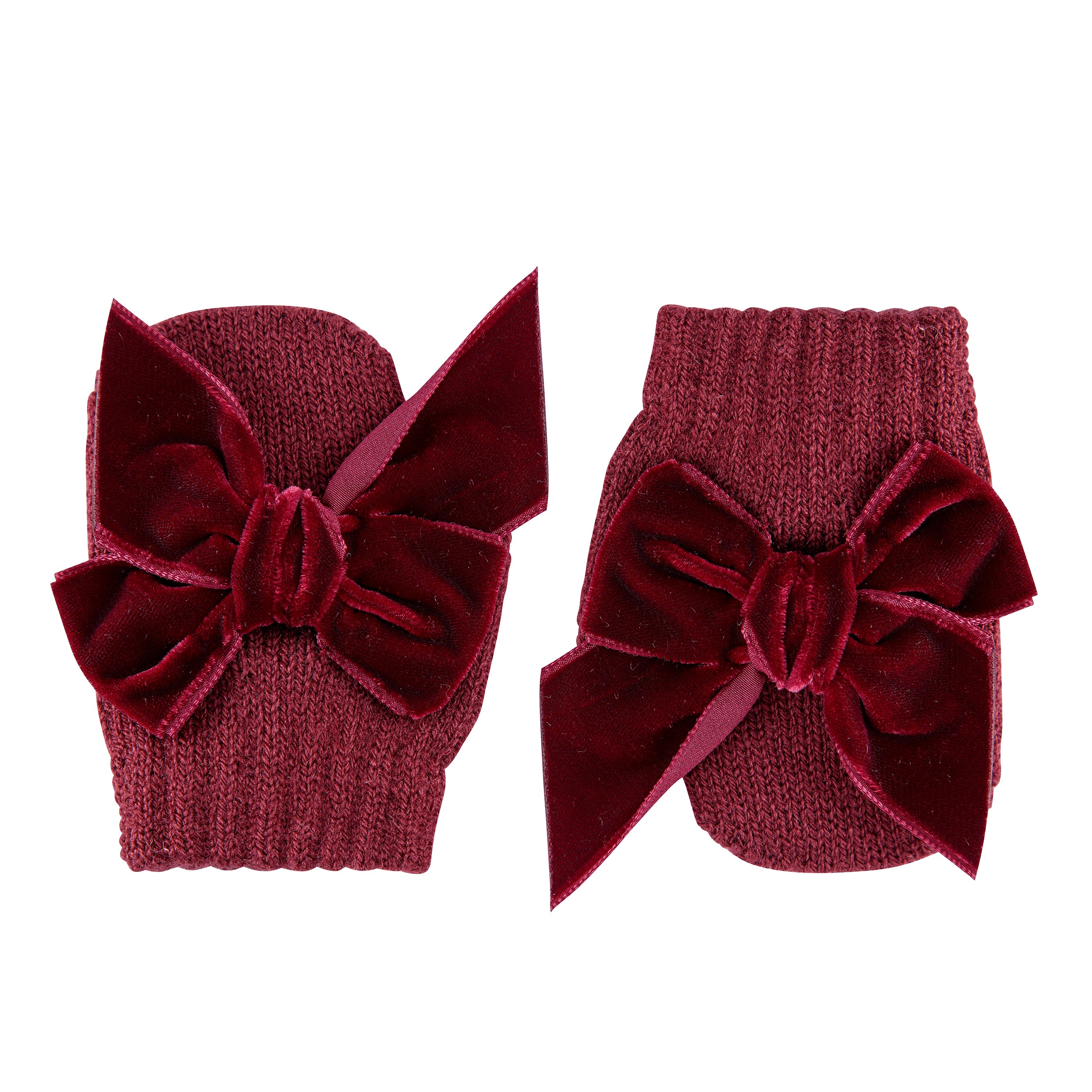 VELVET BOW MITTENS