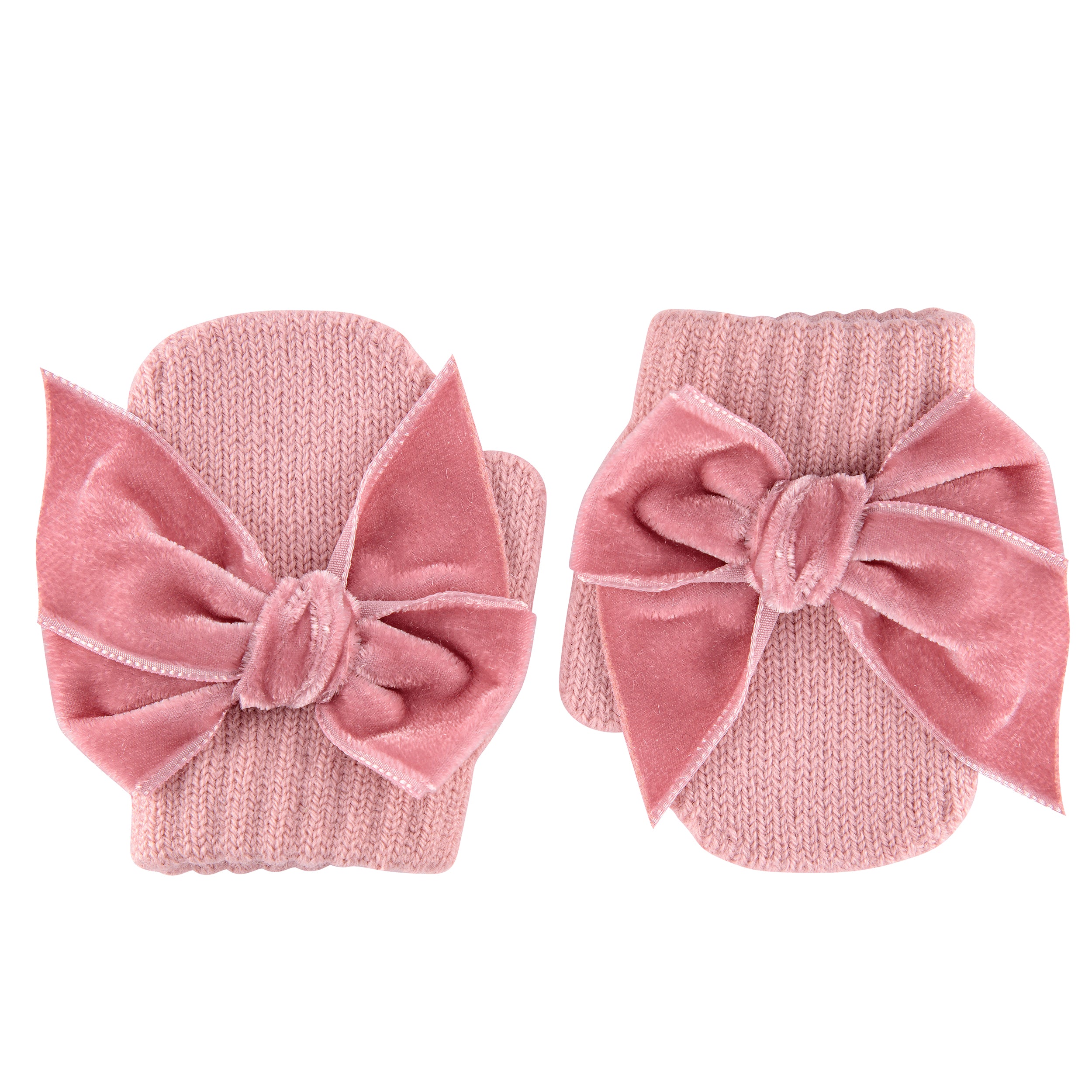 VELVET BOW MITTENS